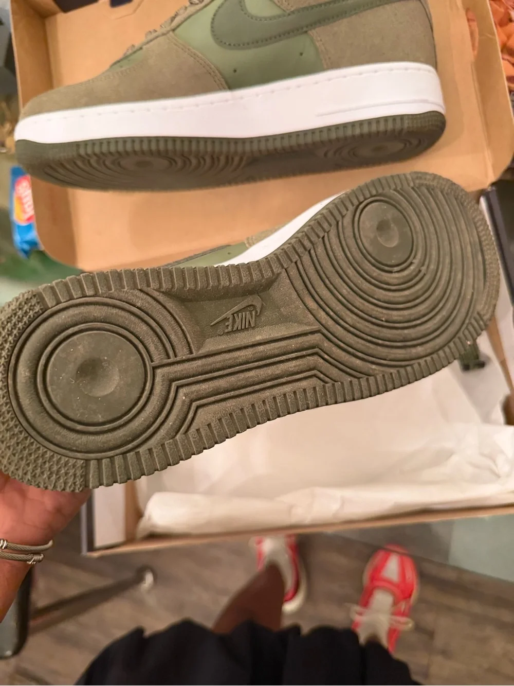 Men's Nike Air Force Olive Low-Top Sneakers - Brand: